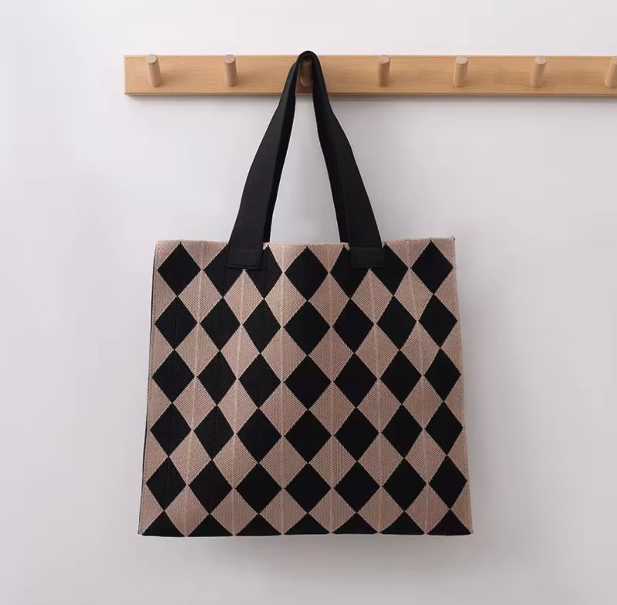 Marian-Inspired Checkered Tote Bag