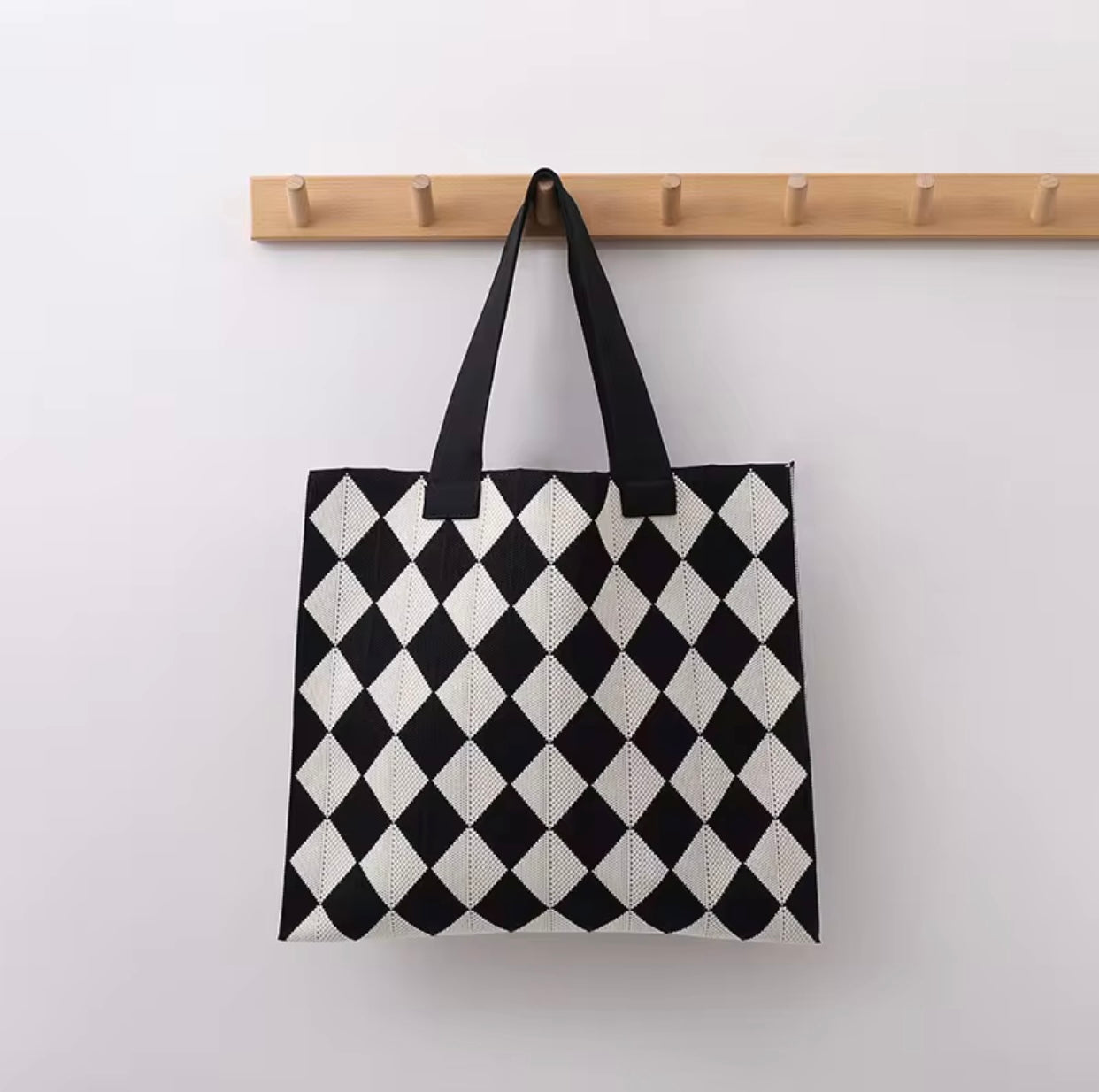 Marian-Inspired Checkered Tote Bag