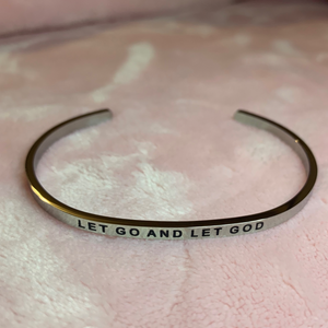 Let Go and Let God Silver Mantra Cuff