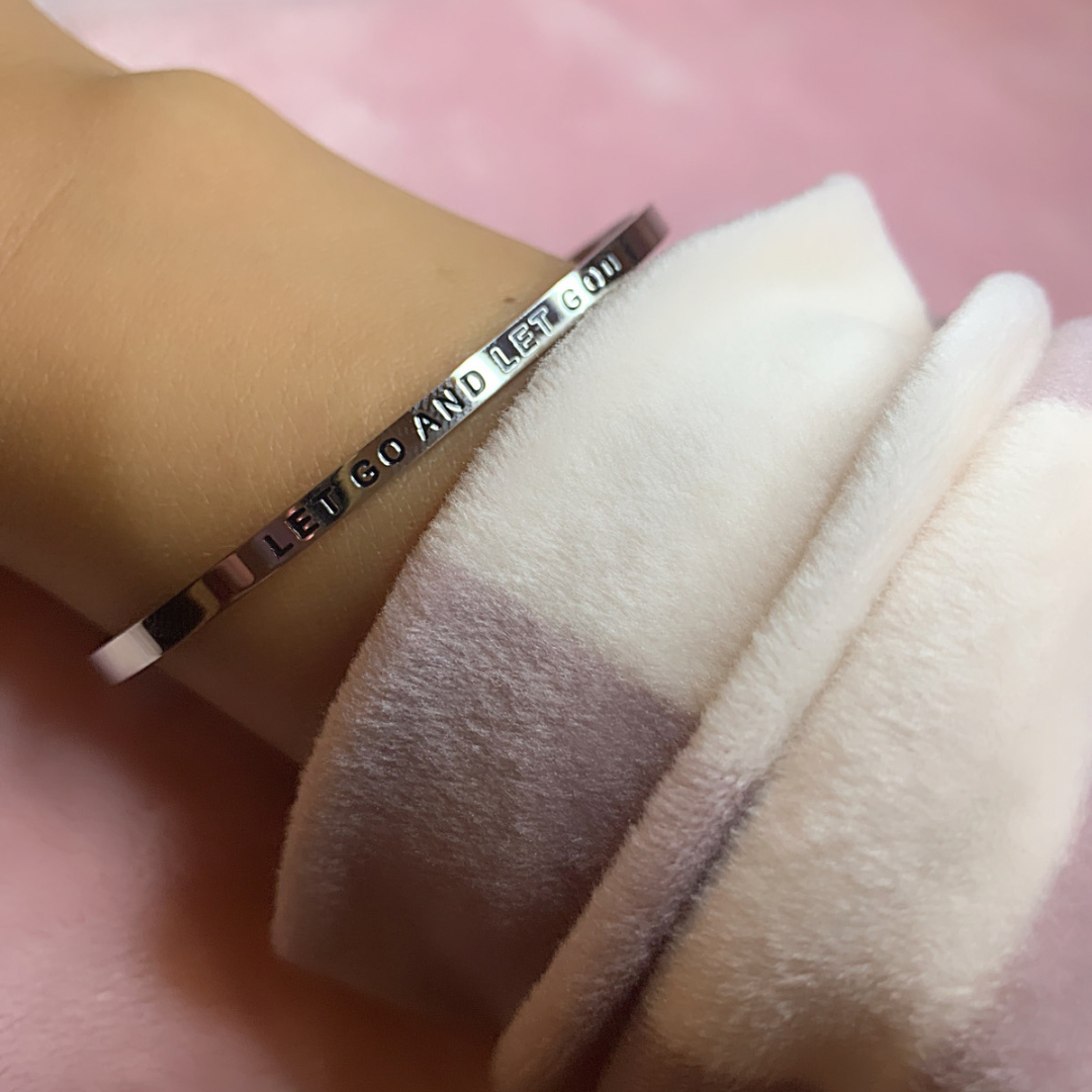 Let Go and Let God Silver Mantra Cuff