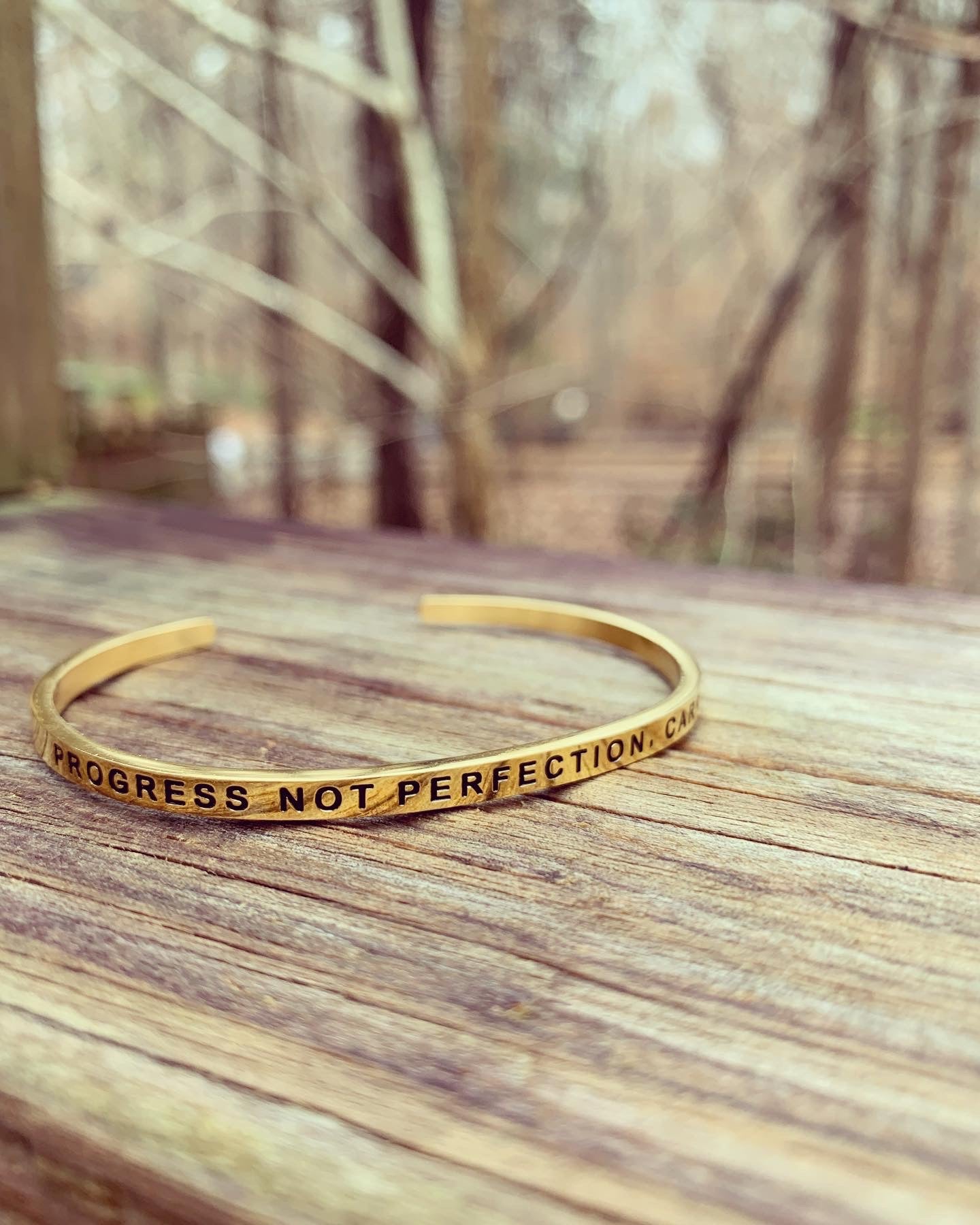 Progress not Perfection ,  on Mantra Cuff