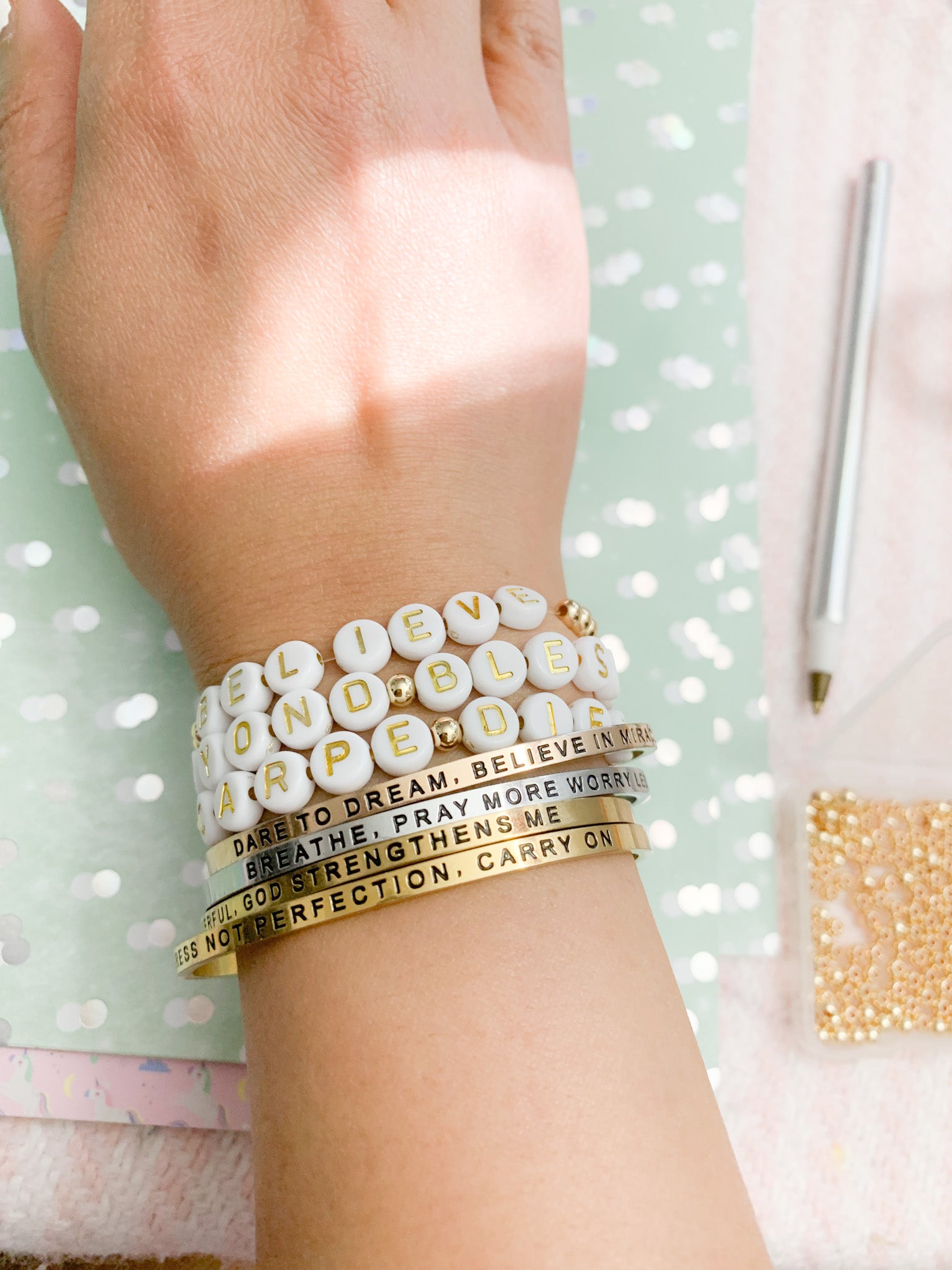 14k Non-tarnish Gold Beaded Bracelets